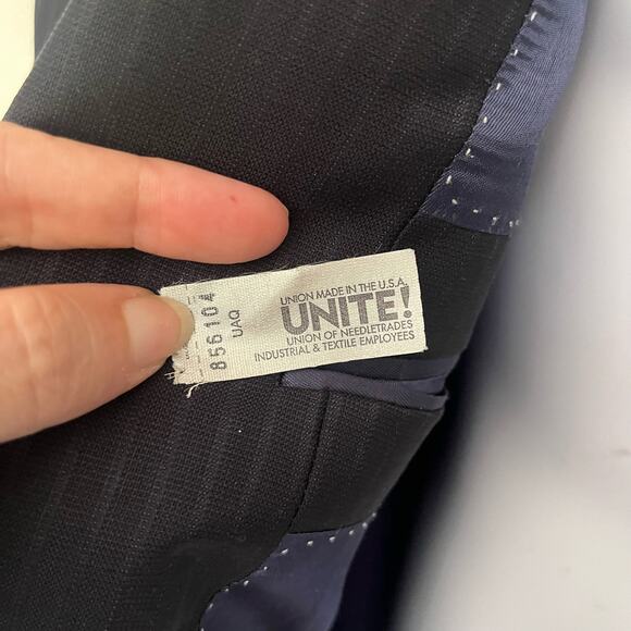 Vtg 90s PinStripe Mens Blazer 46R Preppy Wall Street USA Business Y2K Sopranos - Picture 12 of 16